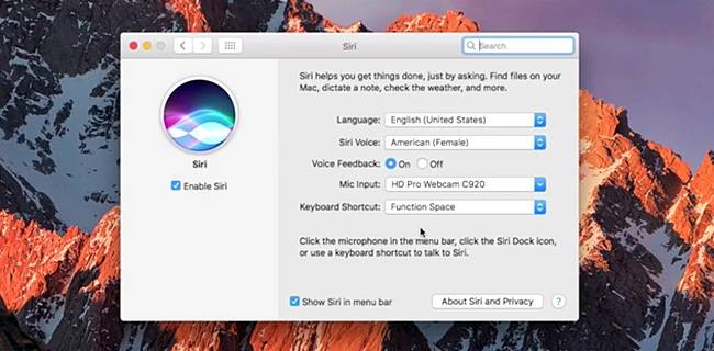 Siri Didalam macOS Sierra